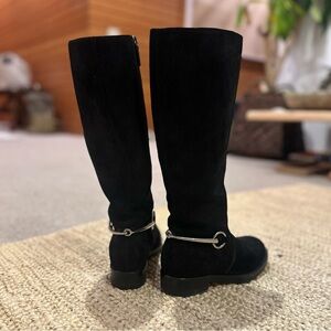 GUCCI tall black suede horsebit boots